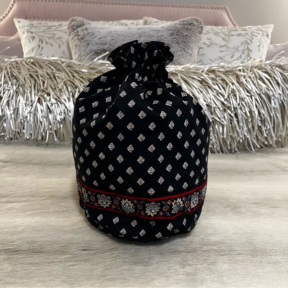 Vintage VERA BRADLEY Classic Black 2002 Ditty Bag Drawstring Plastic Lined Y2K - Picture 5 of 12